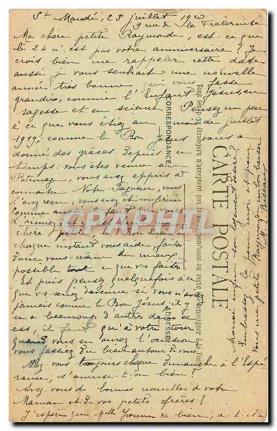 CPA Paris Le Sacre Coeur  — Rückseite