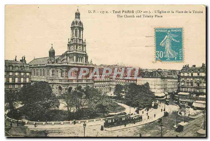 CPA Tout Paris L'Eglise et la Place de la Trinite 