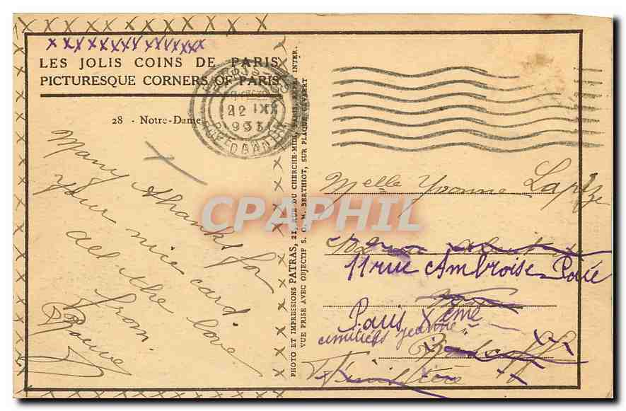 CPA Les jolis coins de Paris Notre Dame  — Rückseite