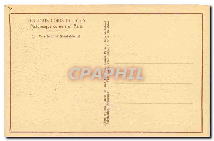 CPA Les jolis coins de Paris vers le pont Saint Michel  — Rückseite