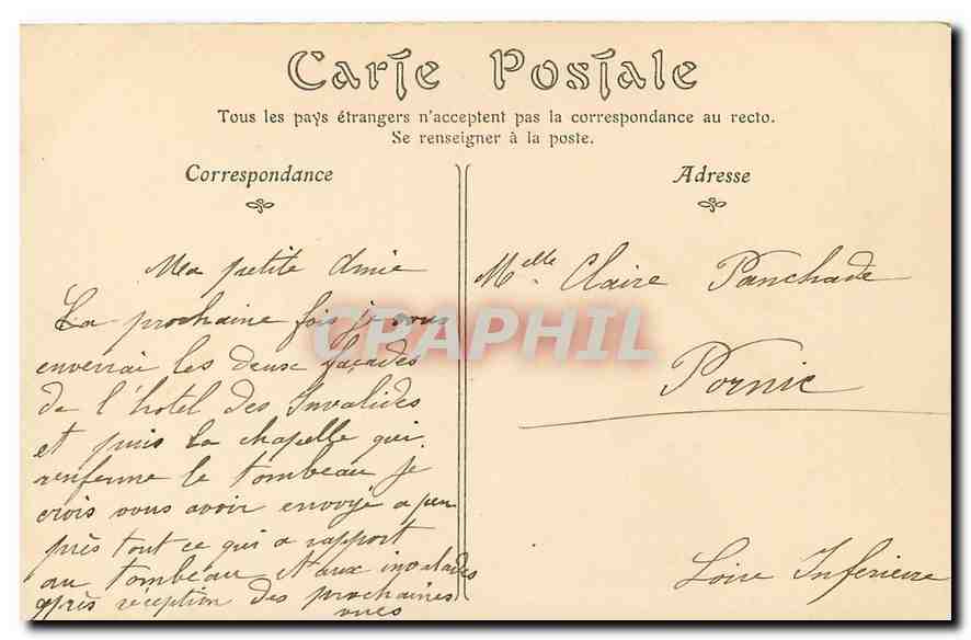 CPA Paris Hotel des Invalides Tombeau de Napoleon 1er  — Rückseite