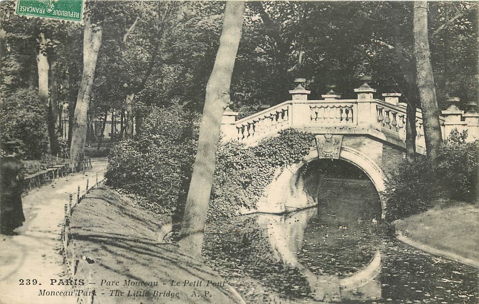 CPA Paris Parc Monceau le petit pont 