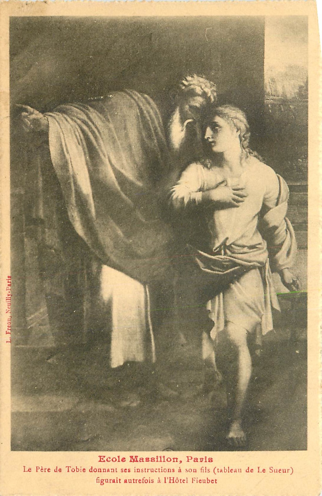 CPA Ecole Massillon Paris le pere de Tobie donant ses instructions a son fils 