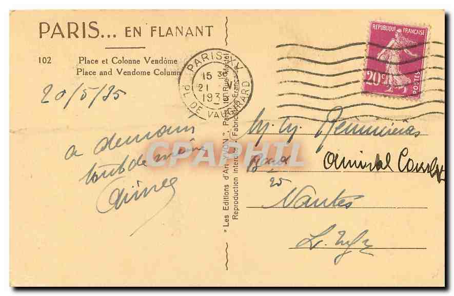 CPA Paris en flanant Place et Colonne Vendome  — Verso