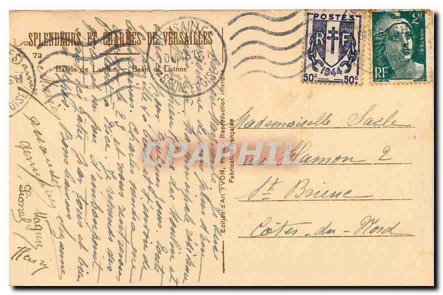CPA Splendeurs et charmes de Versailles Bassin de Latone  — Verso