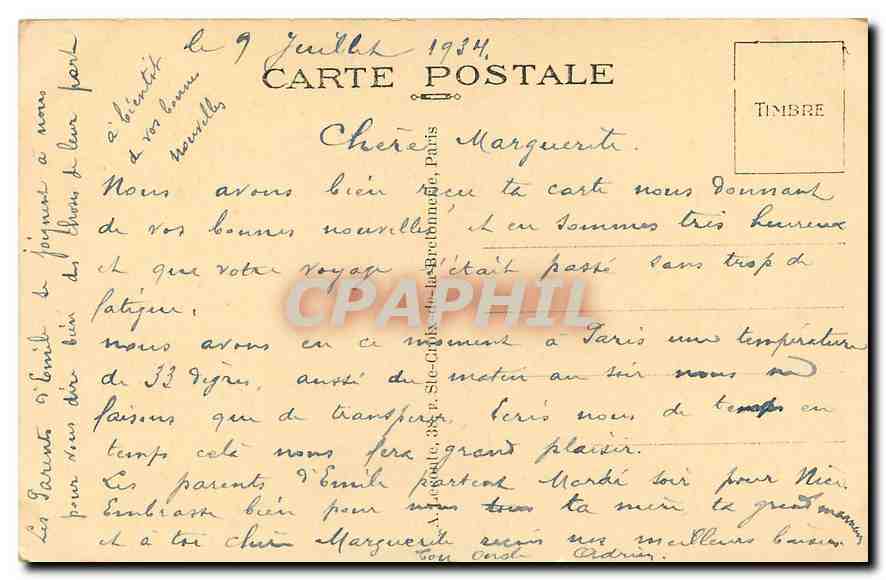 CPA Paris Sacre Coeur  — Rückseite