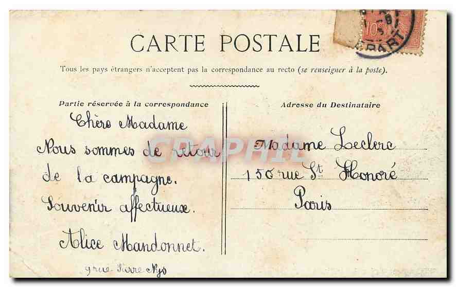 CPA Paris Notre Dame  — Verso