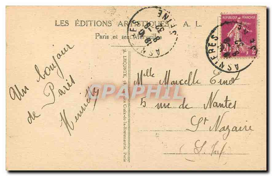 CPA Paris Notre Dame et le Parvis  — Verso