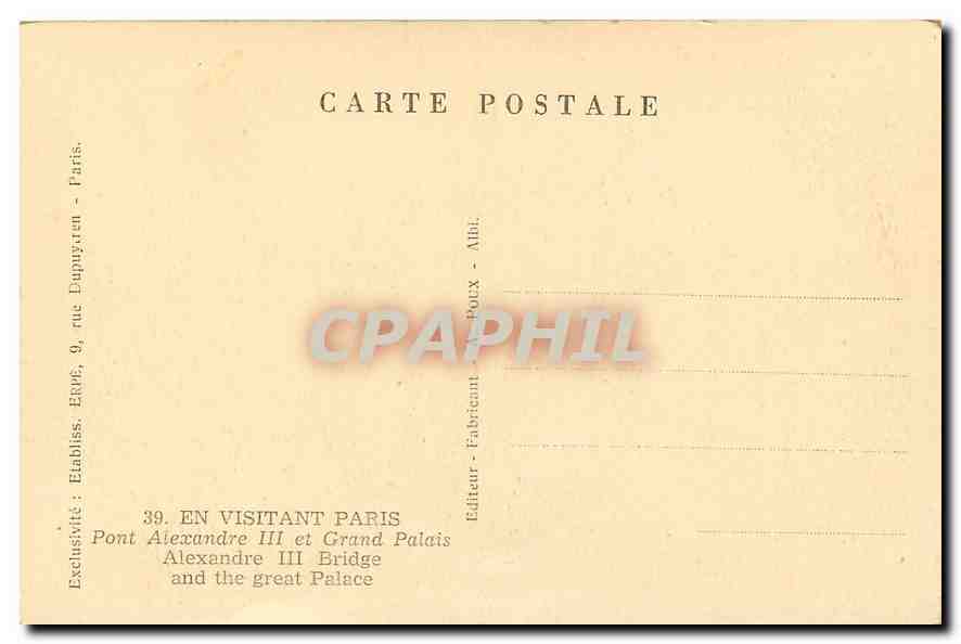 CPA En Visitant Paris Pont Alexandre III et Grand Palais  — Rückseite
