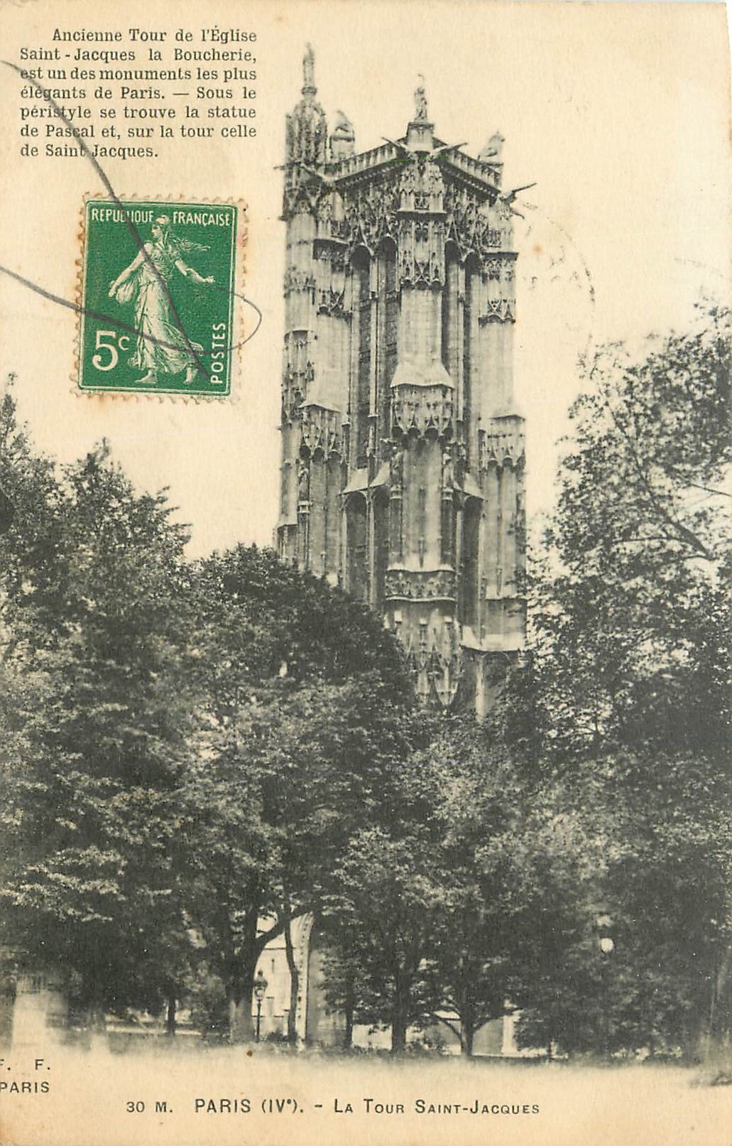 CPA Paris IV la tour Saint Jacques 