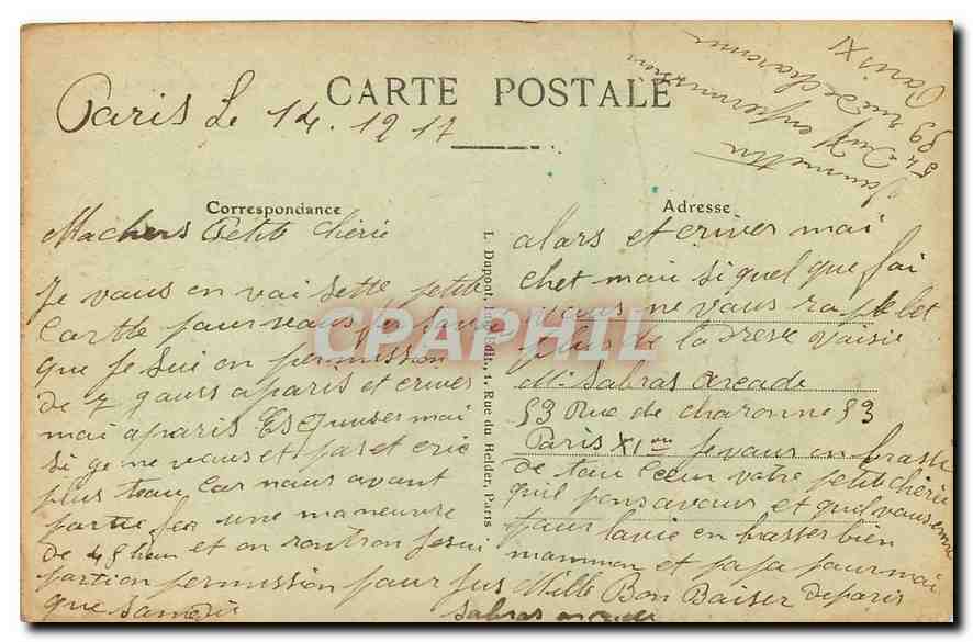 CPA Paris La Statue de la Republique  — Verso