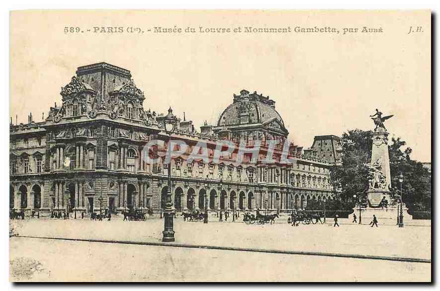 CPA Paris Musee du louvre et Monument Gambetta par Aube 