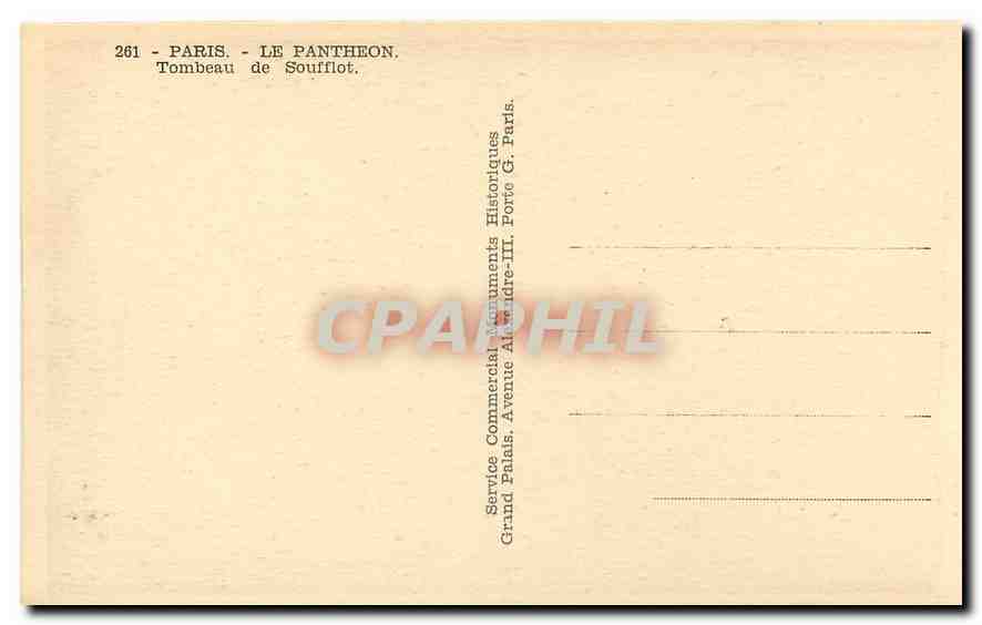 CPA Paris Le Pantheon Tombeau de Soufflot  — Rückseite