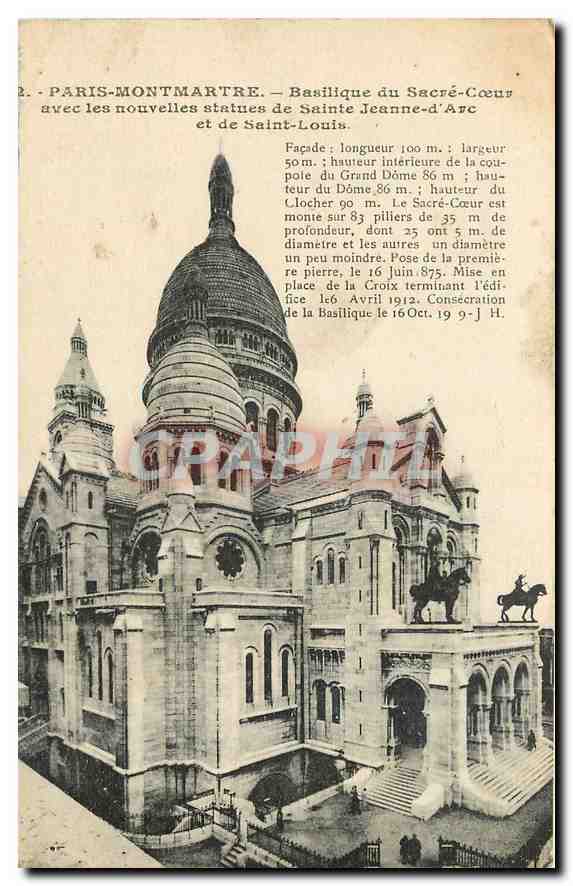 CPA Paris Montmartre Basilique du Sacre Coeur avec les nouvelles statues de Sainte Jeanne D'Arc et d
