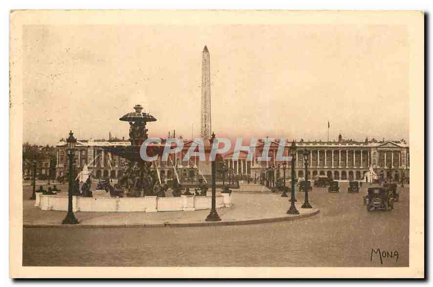 CPA Les Petits Tableaux de Paris La Place de la Concorde vers la Madeleine Fontaine d'Hitorf et Obel