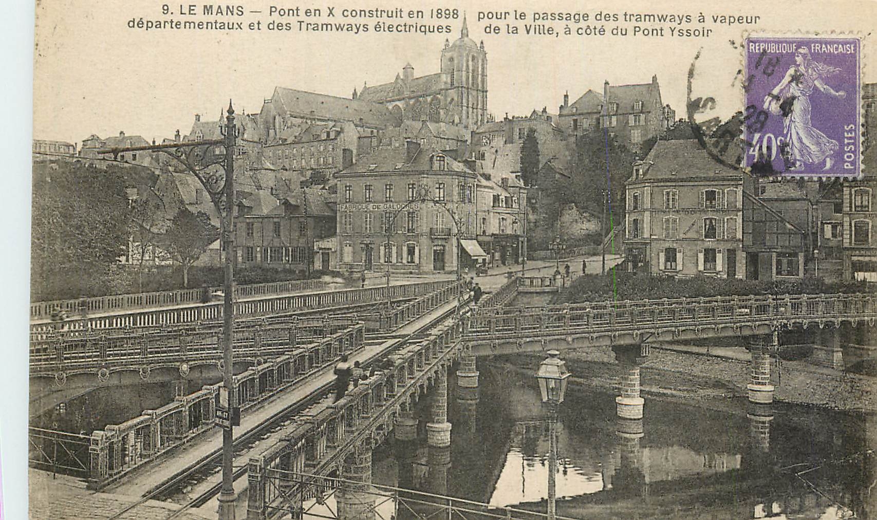 CPA Le Mans Pont en X construit en 1898 pour la passage des tramways a vapeur departementaux et des 