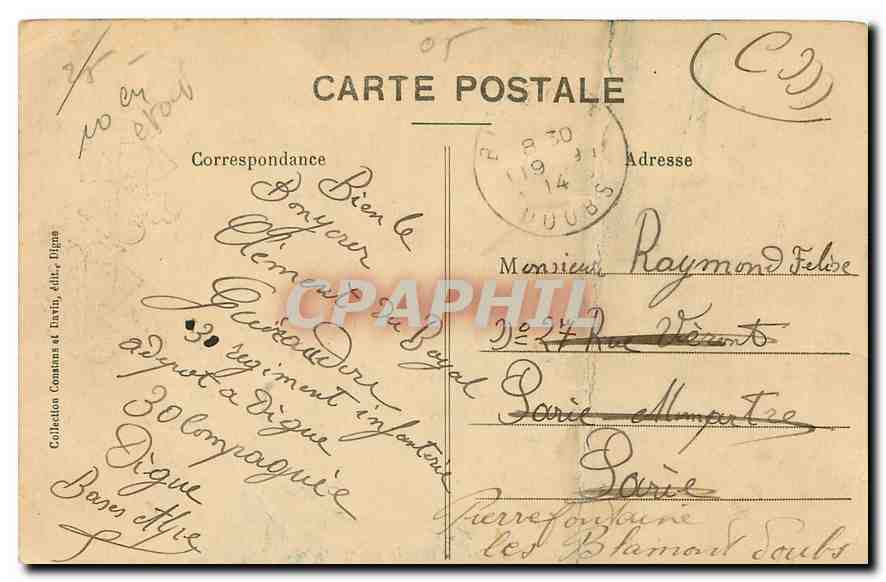 CPA Digne Vue generale sous la neige  — Verso