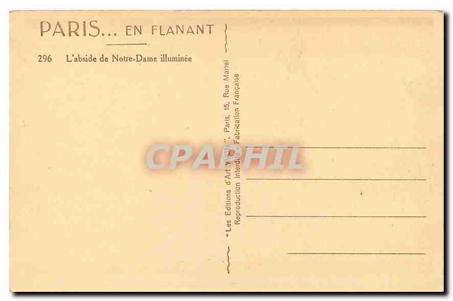 CPA Paris en Flanant L'Abside de Notre Dame Illuminee  — Rückseite