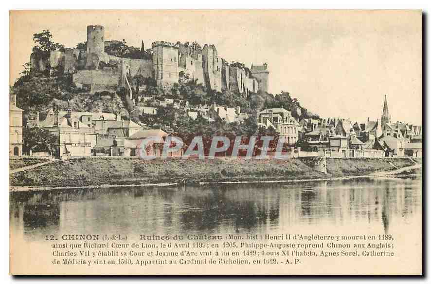 CPA Chinon I & L Ruines du Chateau 
