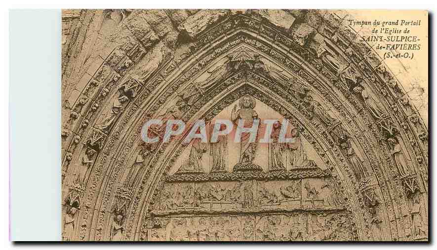 CPA Tympan du Grand Portail de l'Eglise de Saint Sulpice de Favieres S et P 