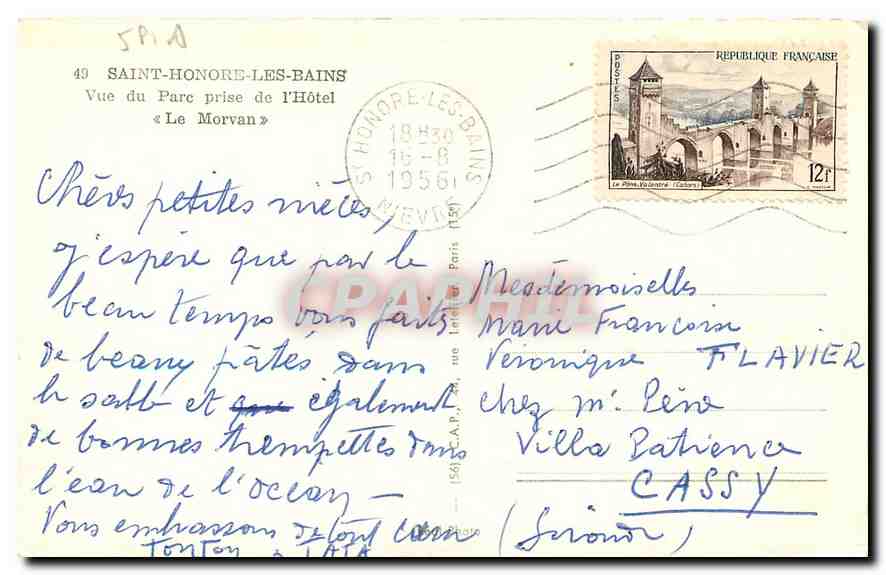 CPA Saint Honore les Bains Vue du Parc prise de l'Hotel Le Morvan  — Rückseite