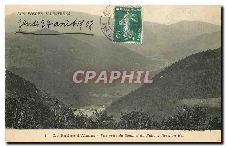 CPA Les Vosges Illustrees Le Ballon d'Alsace Vue prise du Sommet du Ballon direction Est 