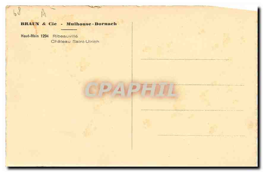 CPA Haut Rhin Ribeauville Chateau Saint Ulrich  — Rückseite