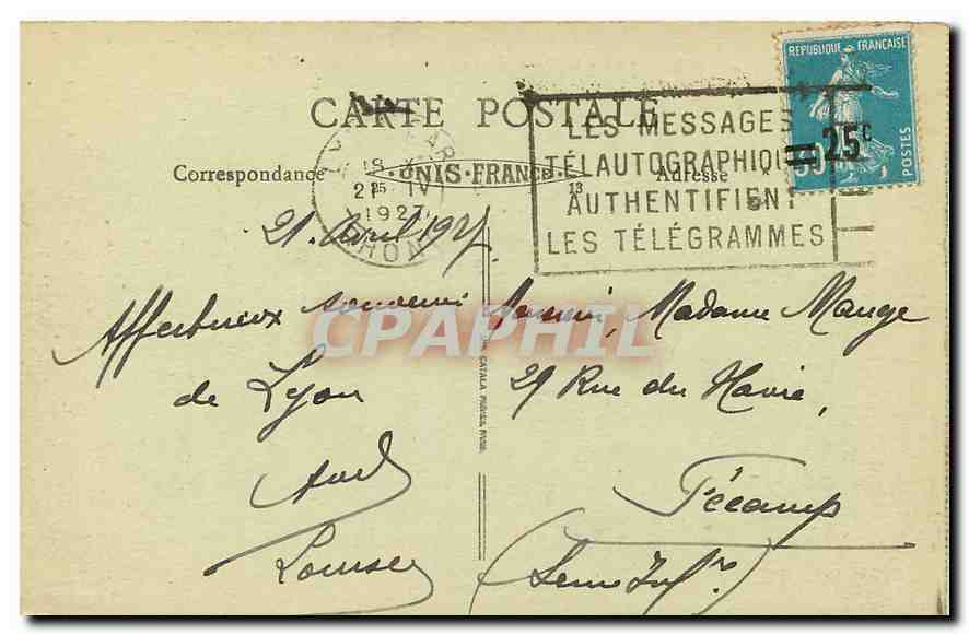 CPA Lyon Le Pont Wilson inaugure le 14 Juillet 1918  — Rückseite