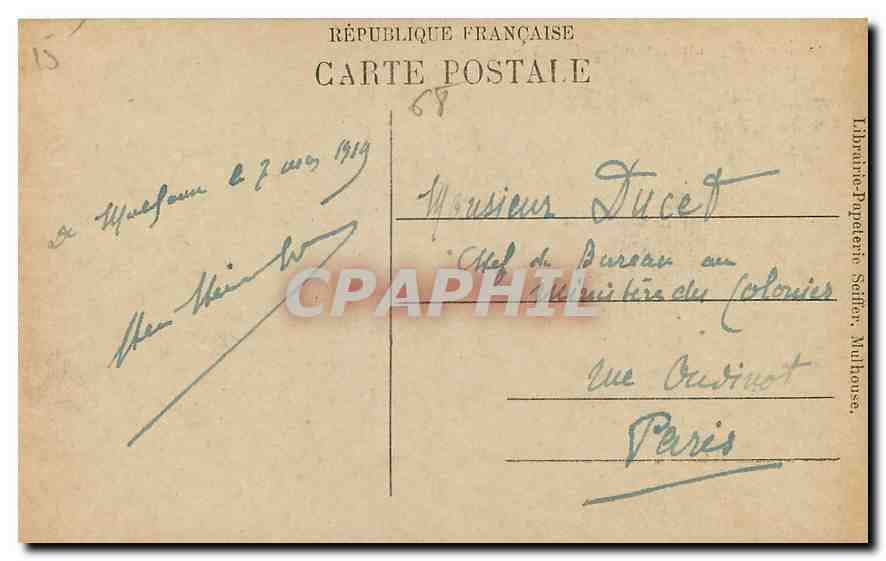 CPA Mulhouse Haut Rhin Hotel de Ville  — Rückseite