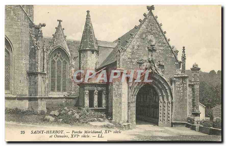 CPA Saint Herbot Porche meridional et Ossuaire 