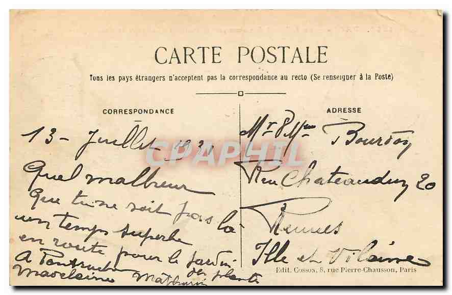 CPA Paris Le Tribunal de Commerce le Pont au Change et la Conciergerie  — Verso