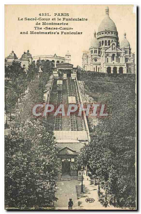 CPA Paris Le Sacre Coeur et le Funiculaire de Montmartre 