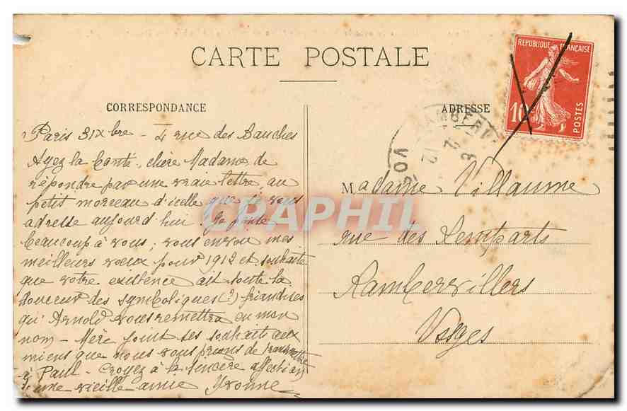 CPA Paris Place de la Concorde avec la Rue Royale Vue prise de la Chambre des Deputes — Rückseite