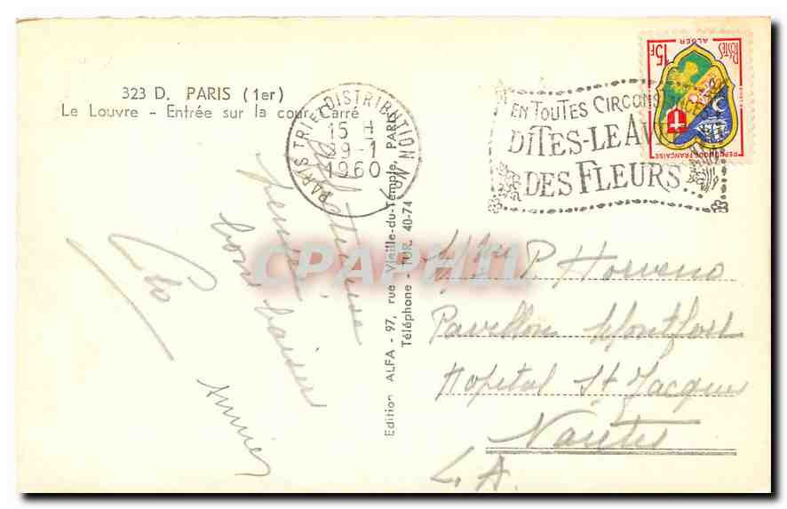 CPA Paris Le Louvre Entree sur la Cour Carre  — Rückseite