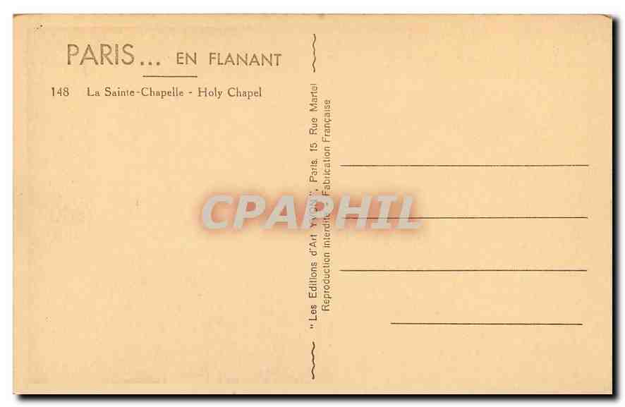 CPA Paris en Flanant La Sainte Chapelle  — Verso