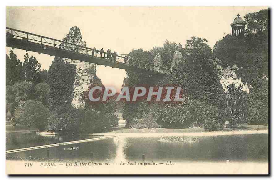 CPA Paris Les Buttes Chaumont Le Pont suspendu 