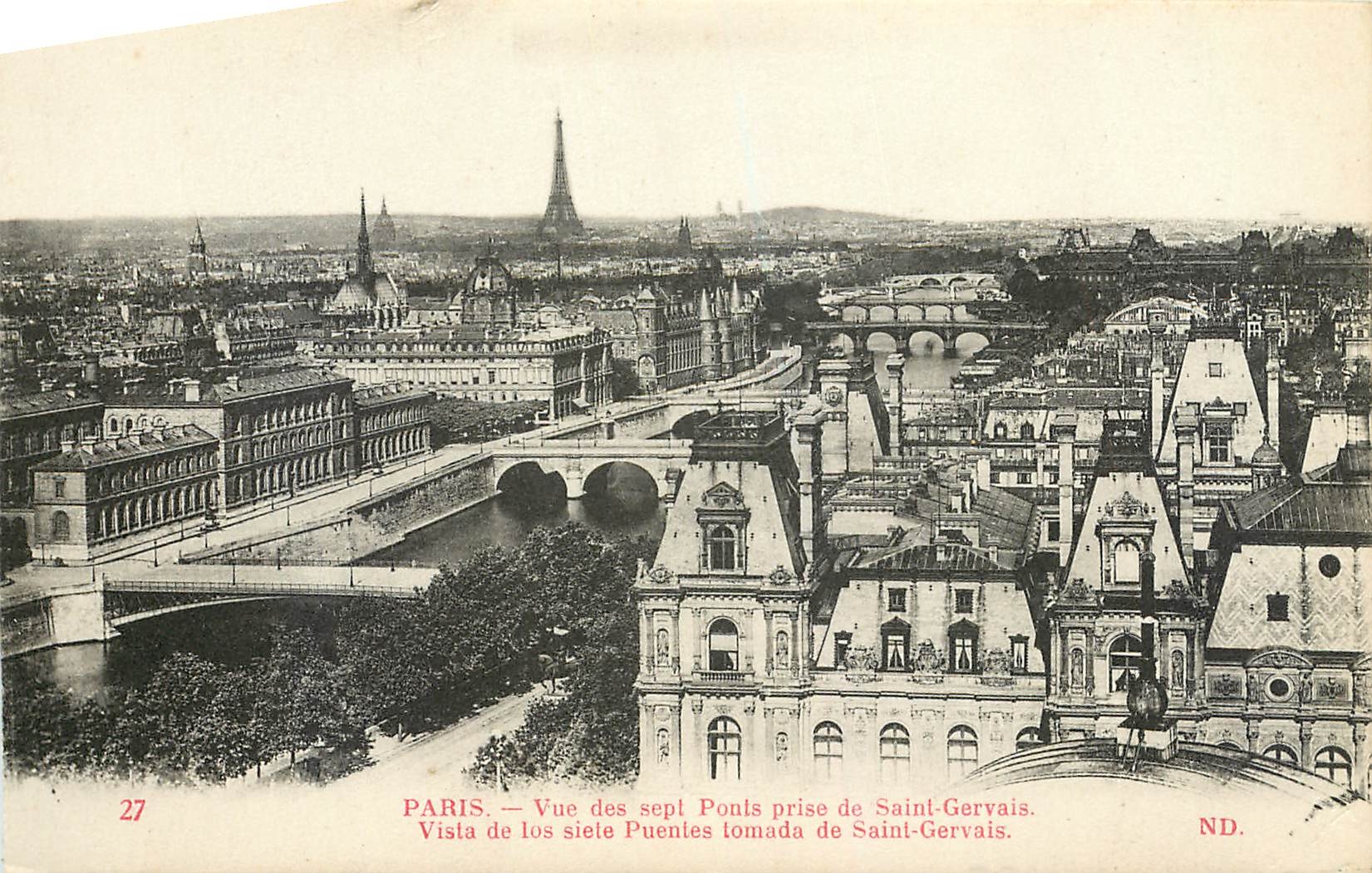 CPA Paris Vue des sept Ponts prise de Saint Gervais 
