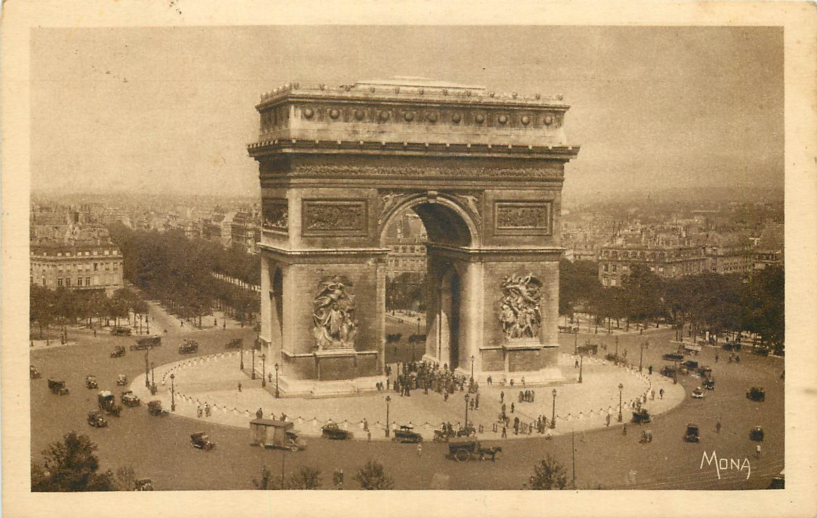CPA Les Petits Tableaux de Paris Paris La Place de l'Etoile et l'Arc de Triomphe 