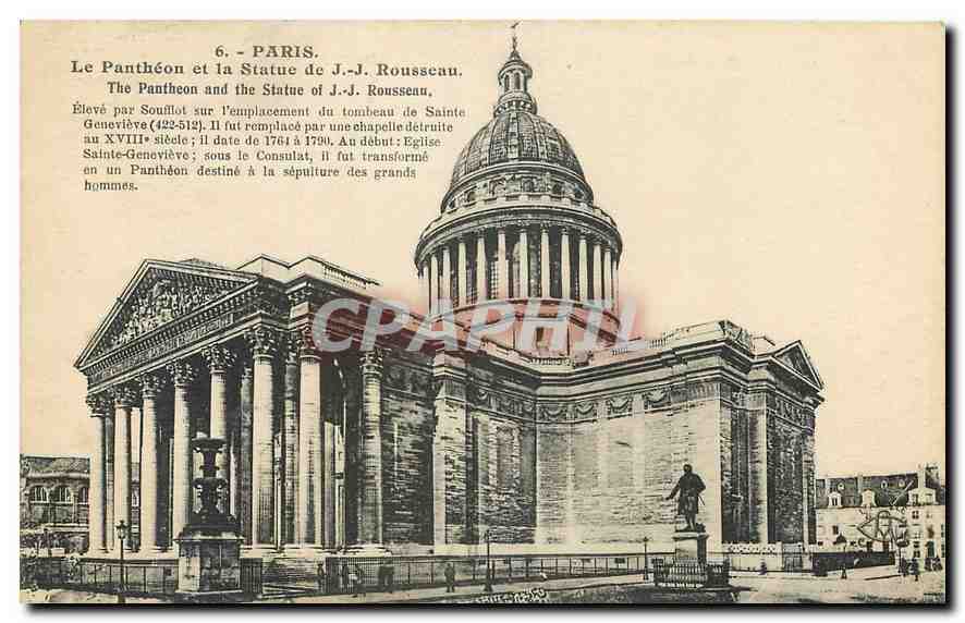 CPA Paris Le Pantheon et la Statue de J. J. Rousseau 