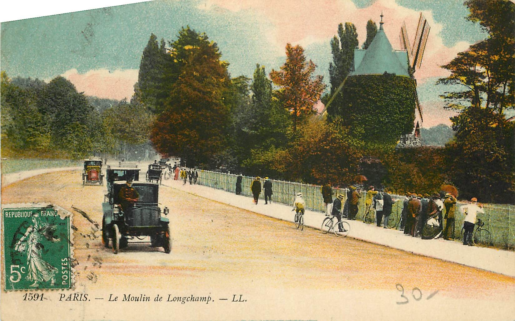 CPA Paris Le Moulin de Longchamp Automobile