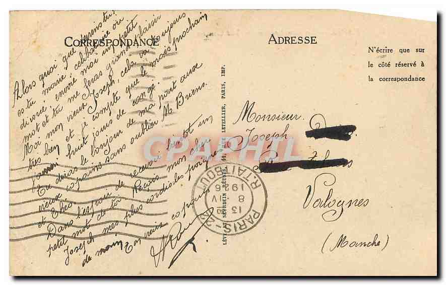 CPA Paris La Conciergerie  — Verso