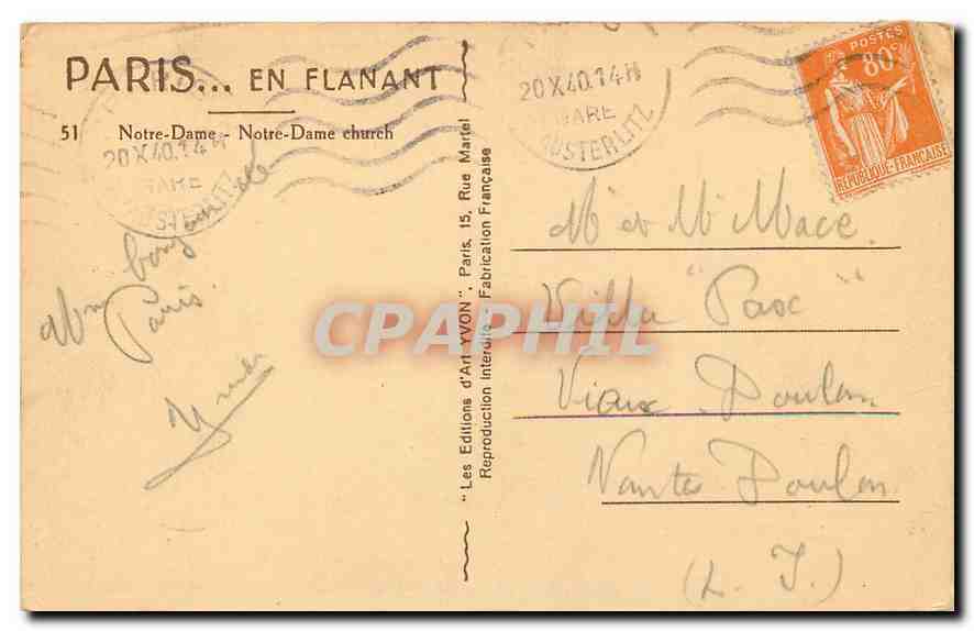 CPA Paris en Flanant Notre Dame  — Rückseite