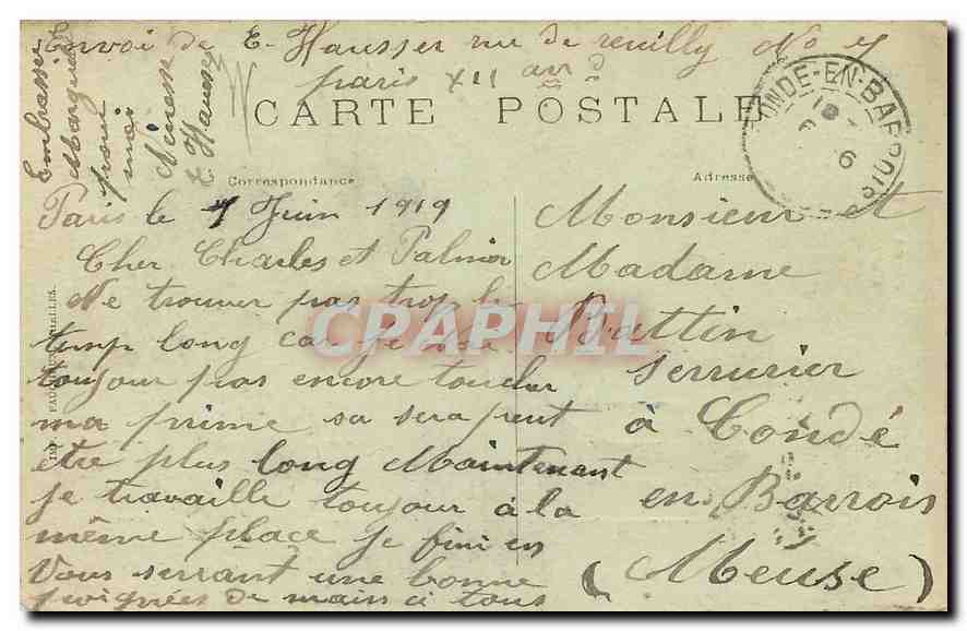 CPA Paris Place de la Bastille Colonne de Juillet  — Rückseite