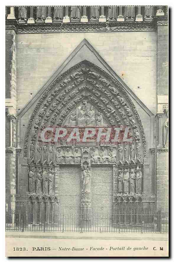 CPA Paris Notre Dame Facade Portail de Gauche 