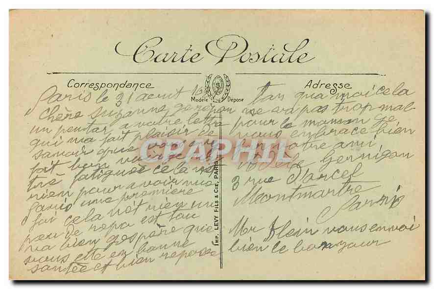 CPA Souvenir du Sacre Coeur de Montmartre Mes Pensees Mes Prieres Mai Souhaits Hirondelles — Rückseite