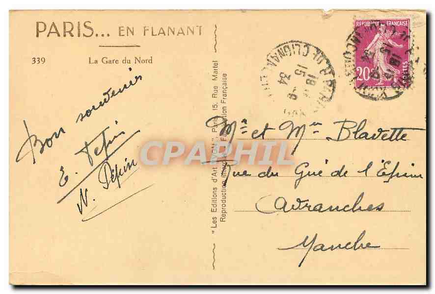 CPA Paris en Flanant la Gare du Nord  — Rückseite