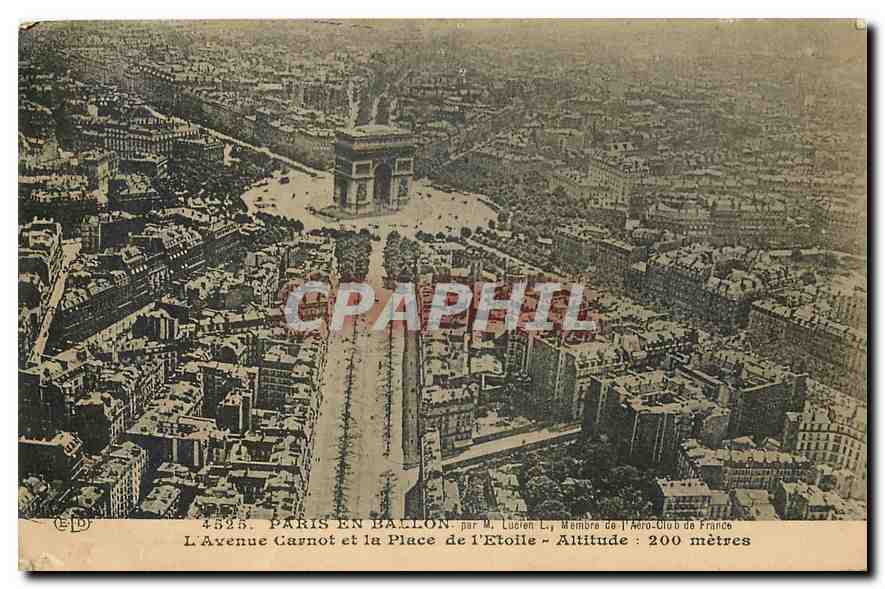 CPA Paris en Ballon l'Avenue Carnot et la Place de l'Etoile 