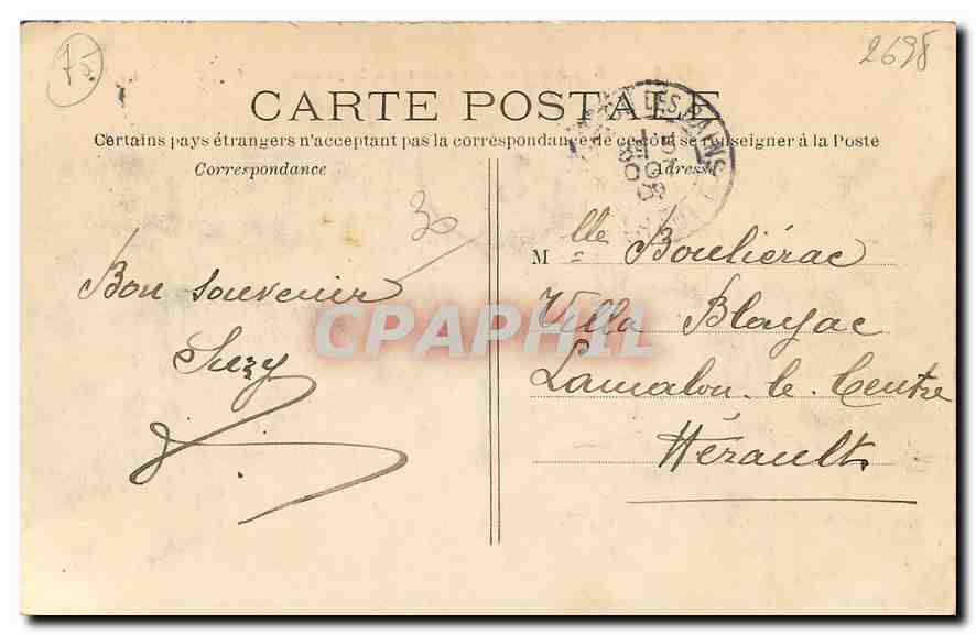 CPA Paris Avenue des Champs Elysees  — Rückseite