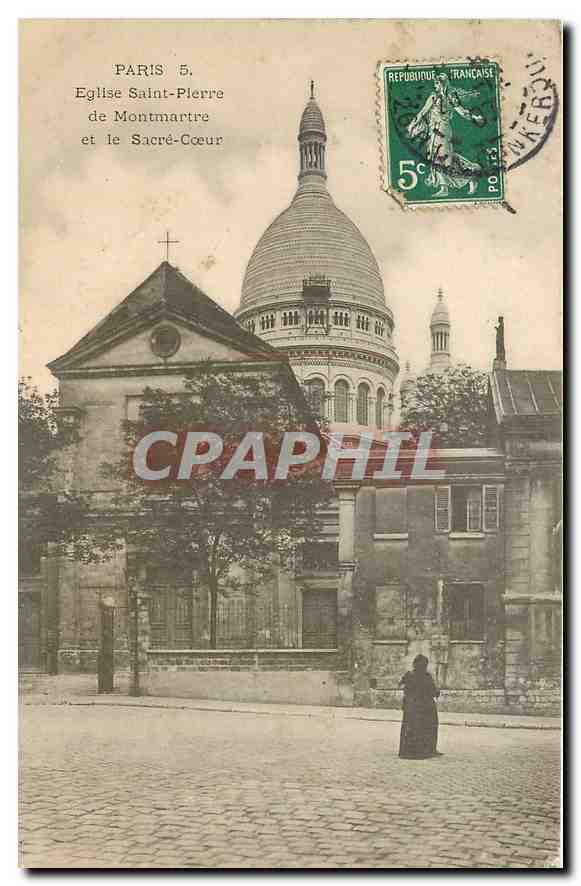 CPA Paris Eglise Saint Pierre de Montmartre et le Sacre Coeur 