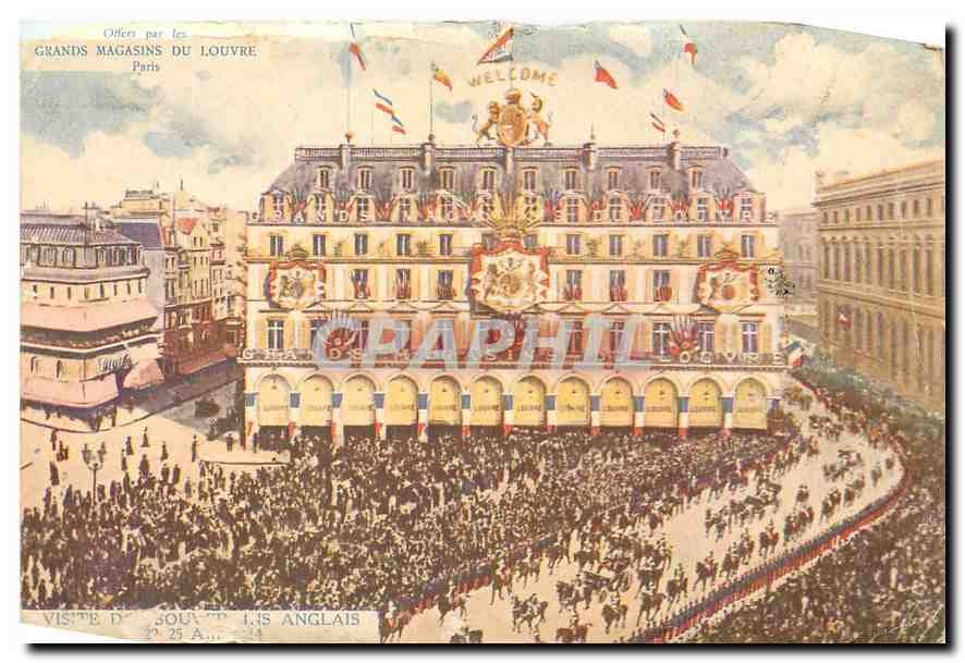 CPA Grands Magasins du Louvre Paris visite des Anglais 